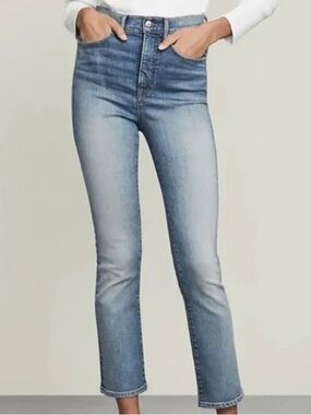 Veronica Beard Carly Kick Flare Cropped Jeans High Rise Light Wash 24